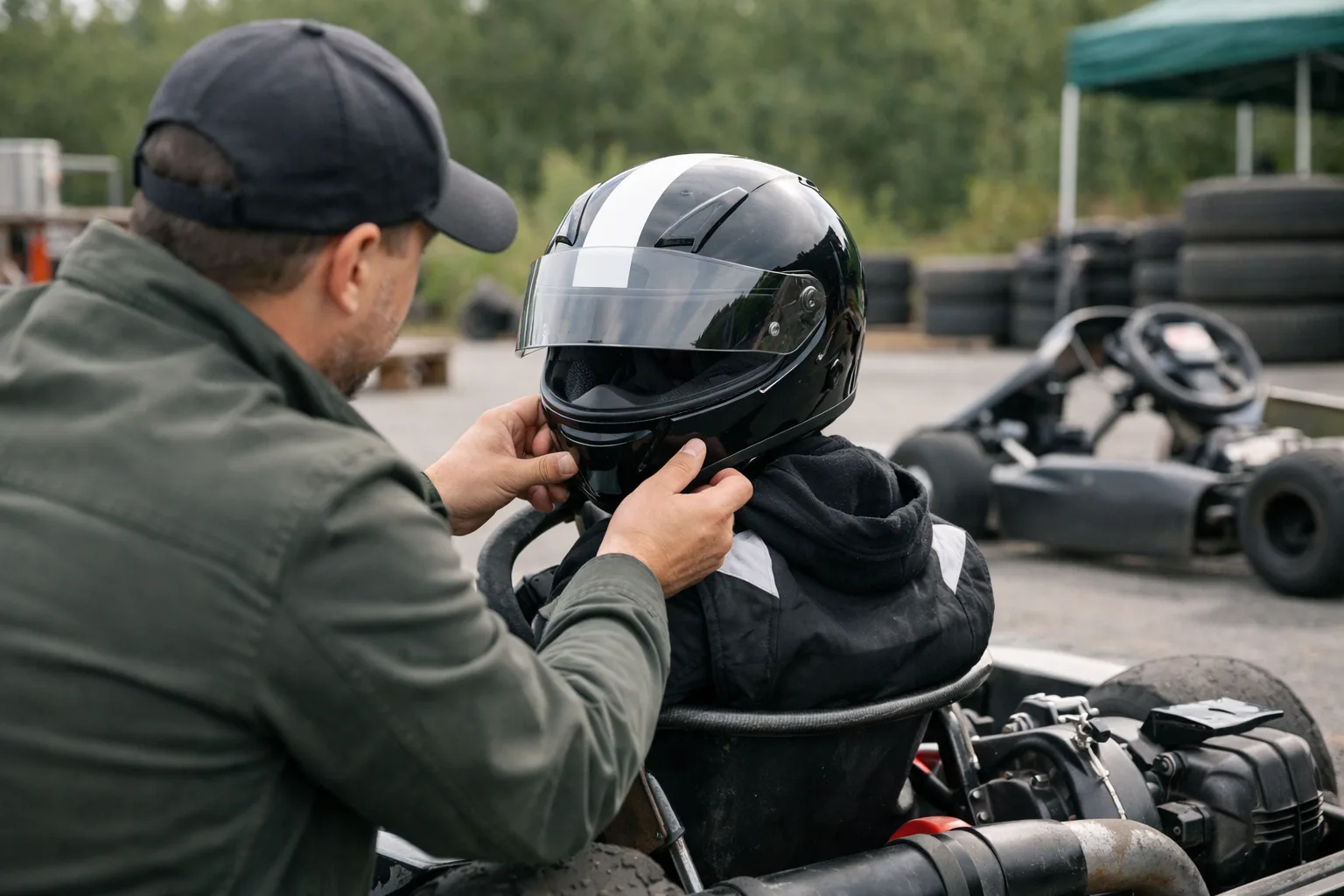Illustrerad miljö vid en anonym gokartbana
