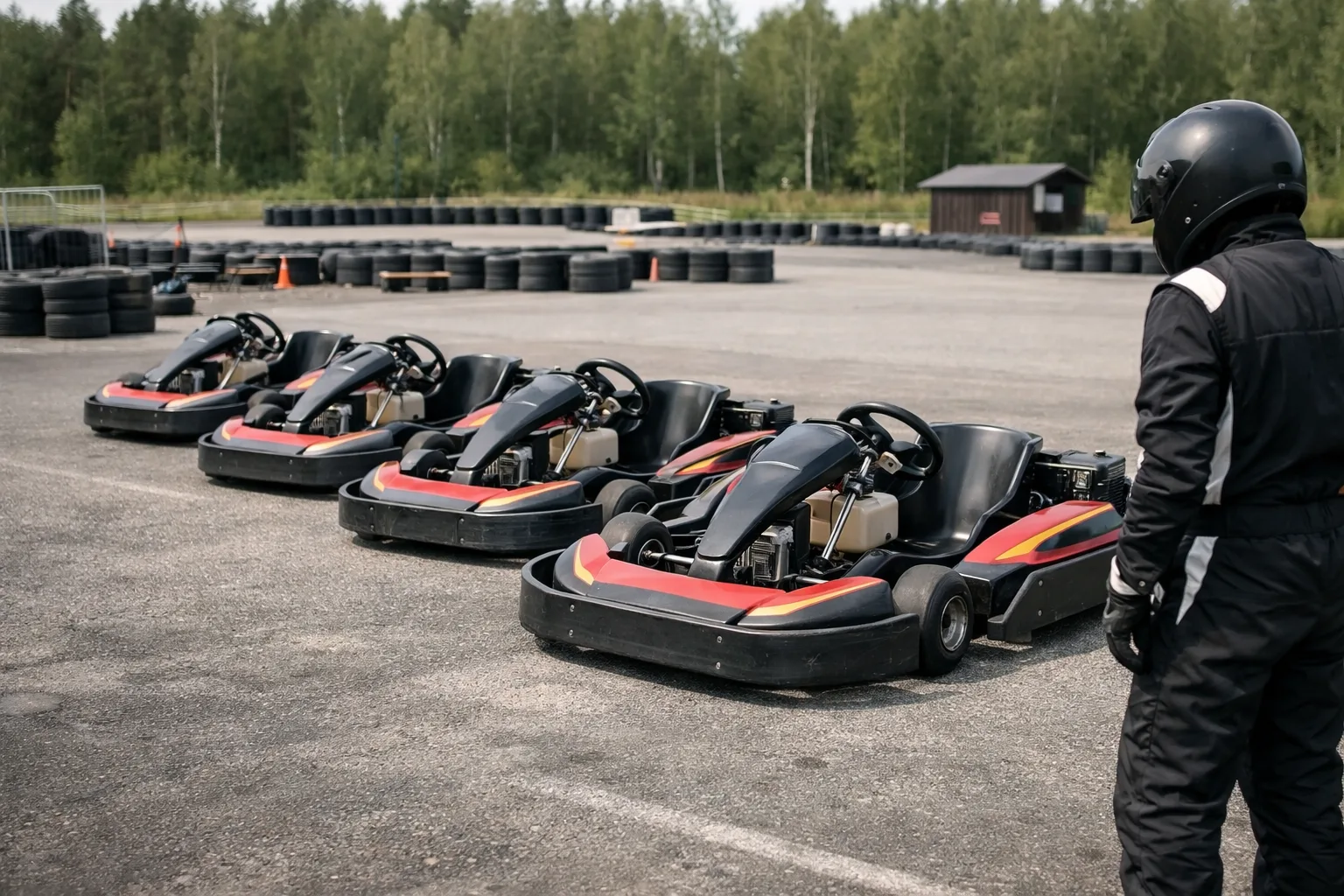 Illustrerad miljö vid en anonym gokartbana