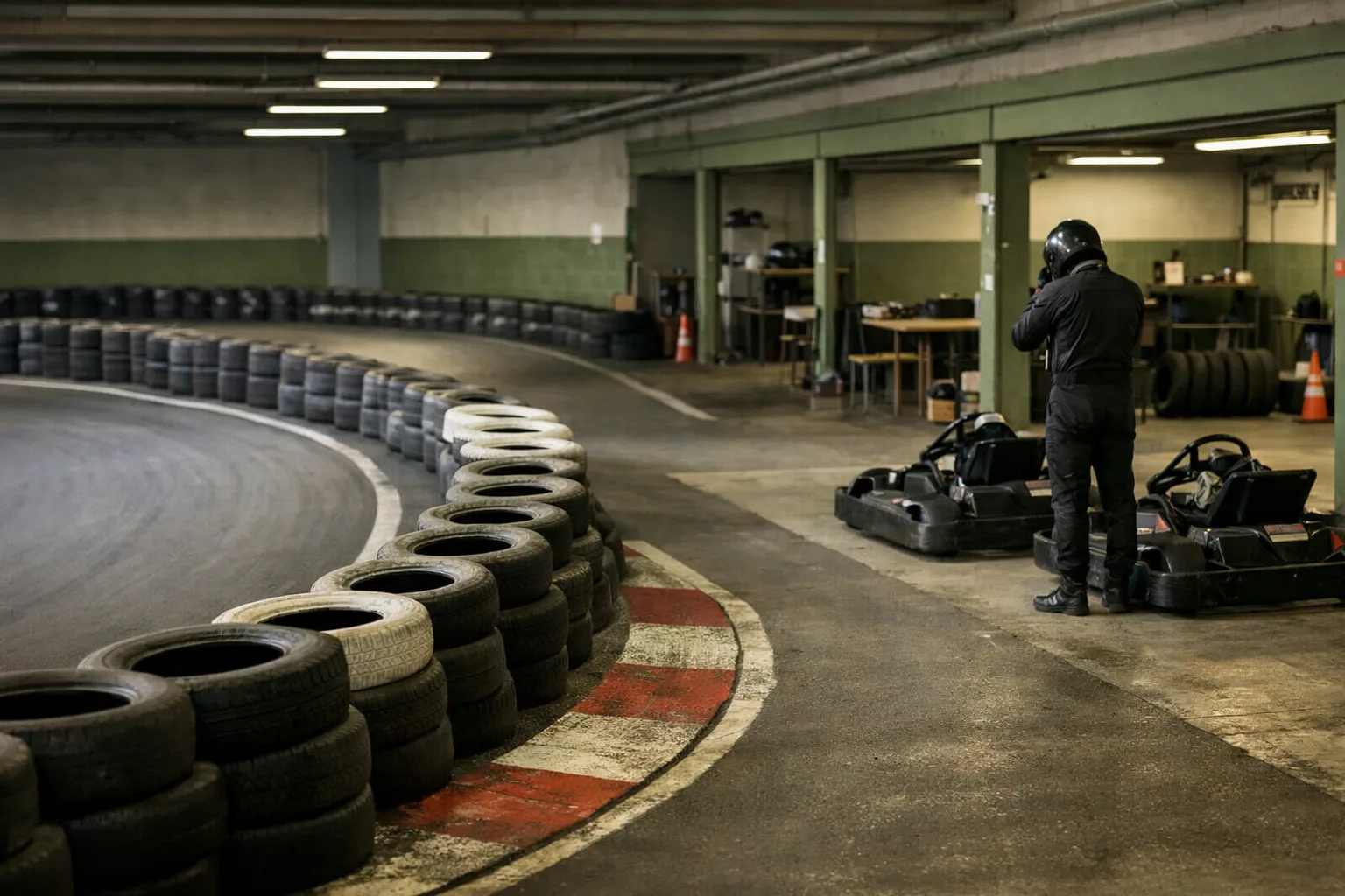 Illustrerad miljö vid en anonym gokartbana