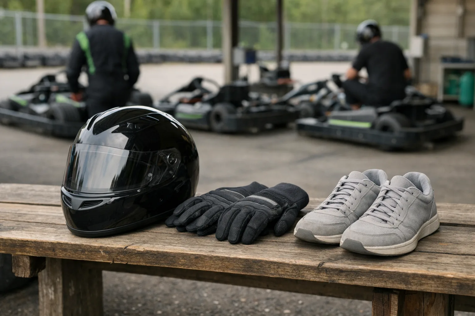 Illustrerad miljö vid en anonym gokartbana