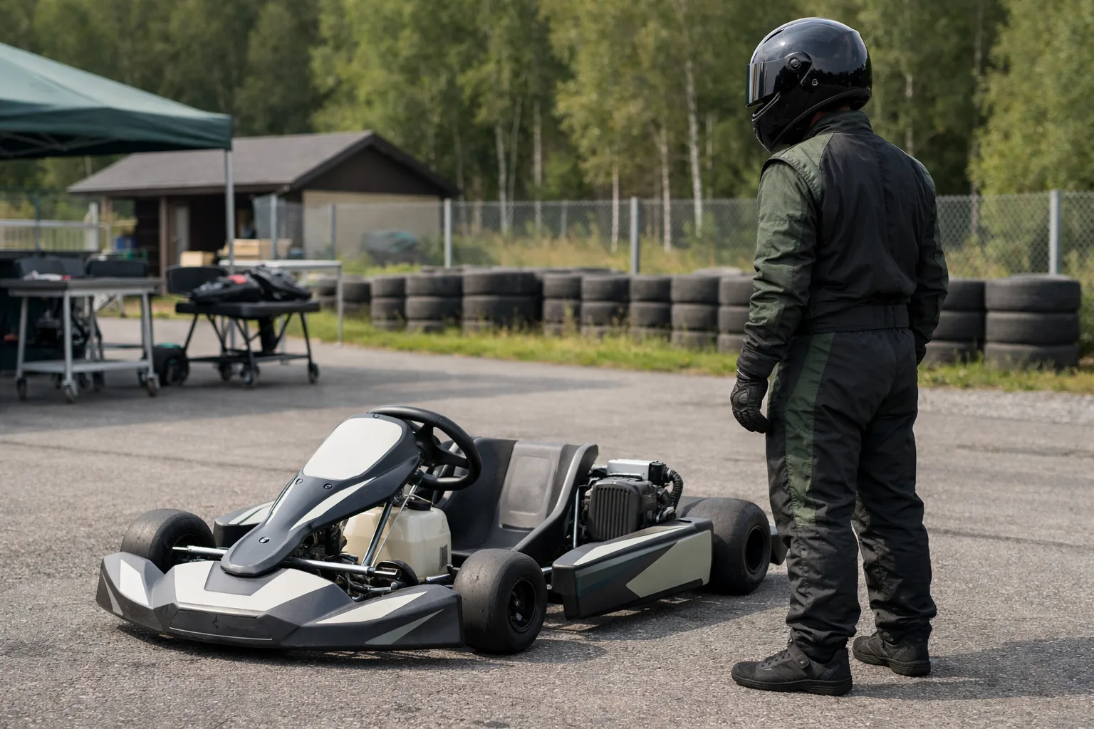 Illustrerad miljö vid en anonym gokartbana