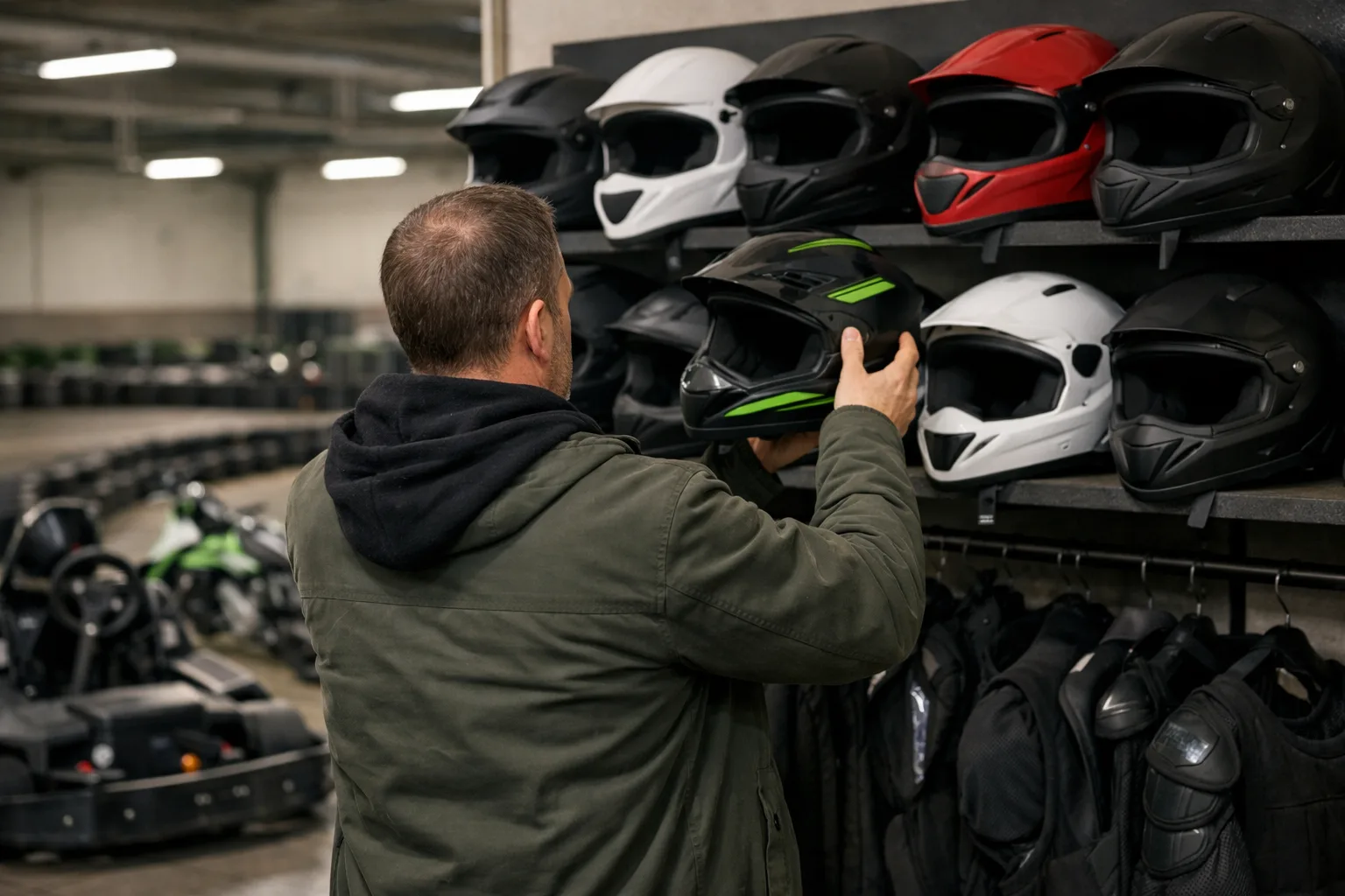 Illustrerad miljö vid en anonym gokartbana