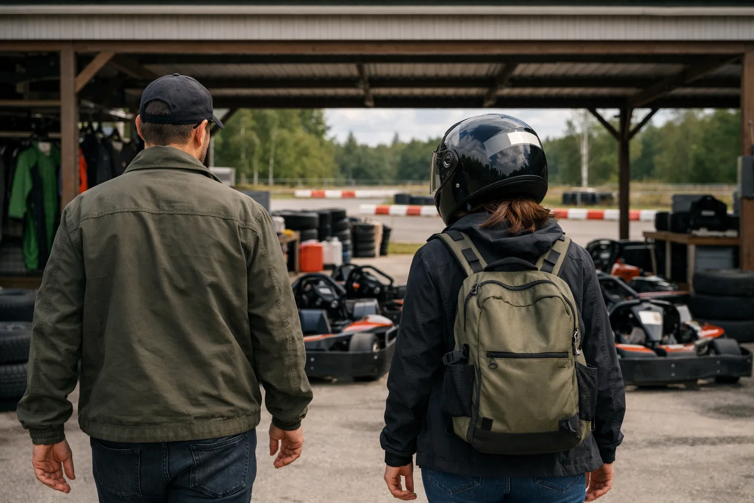 Illustrerad miljö vid en anonym gokartbana