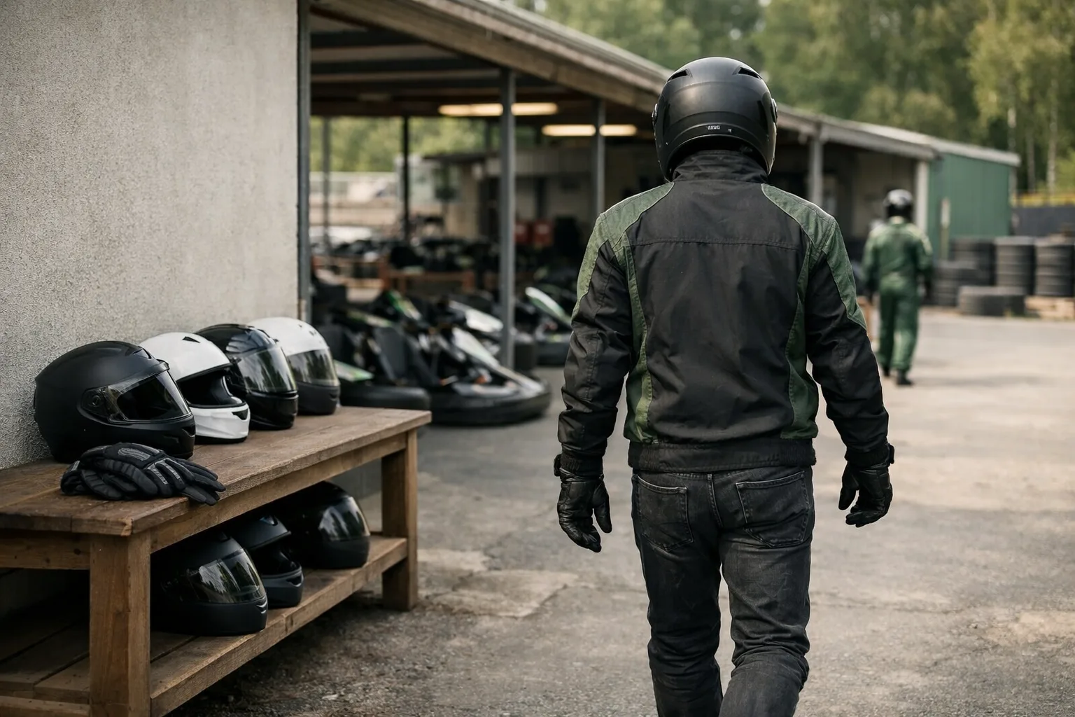 Illustrerad miljö vid en anonym gokartbana