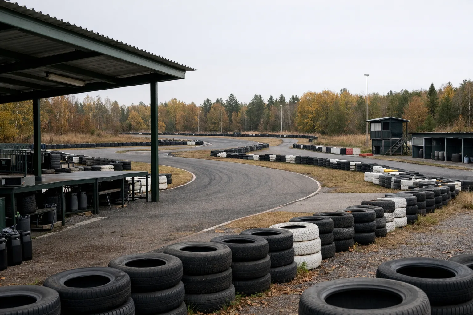 Illustrerad miljö vid en anonym gokartbana