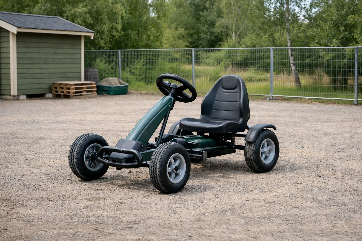 Illustrerad miljö för att välja eller sköta en trampbil